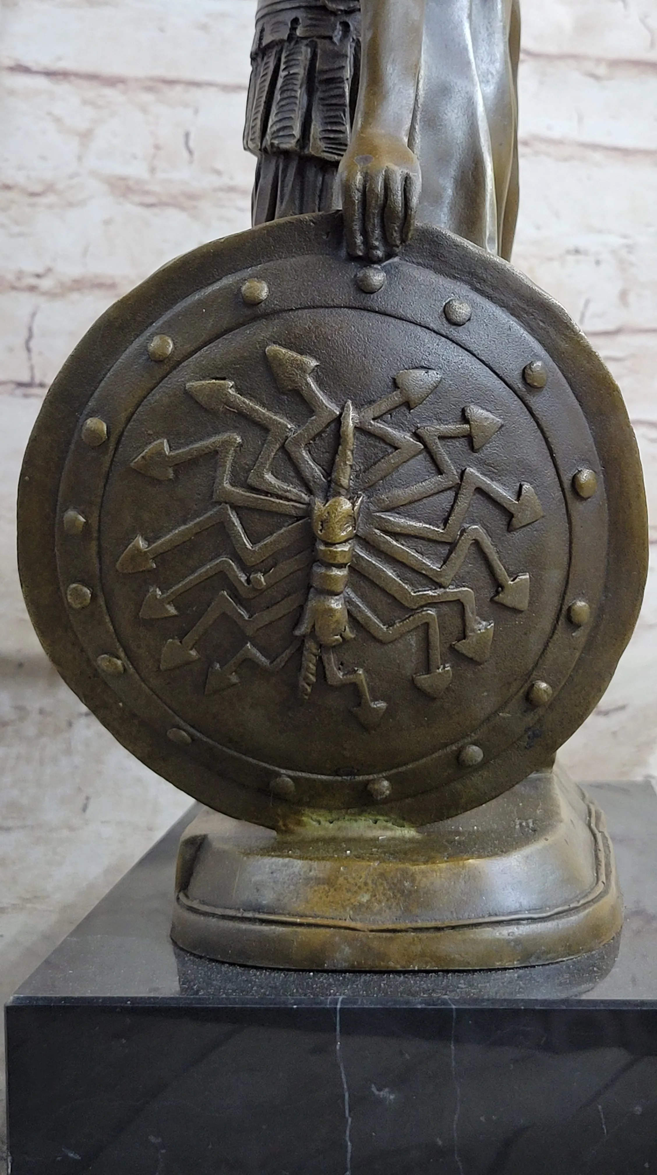 Art Deco Large Odysseus Roman Warrior Bronze Sculpture Marble Base Figure Decor