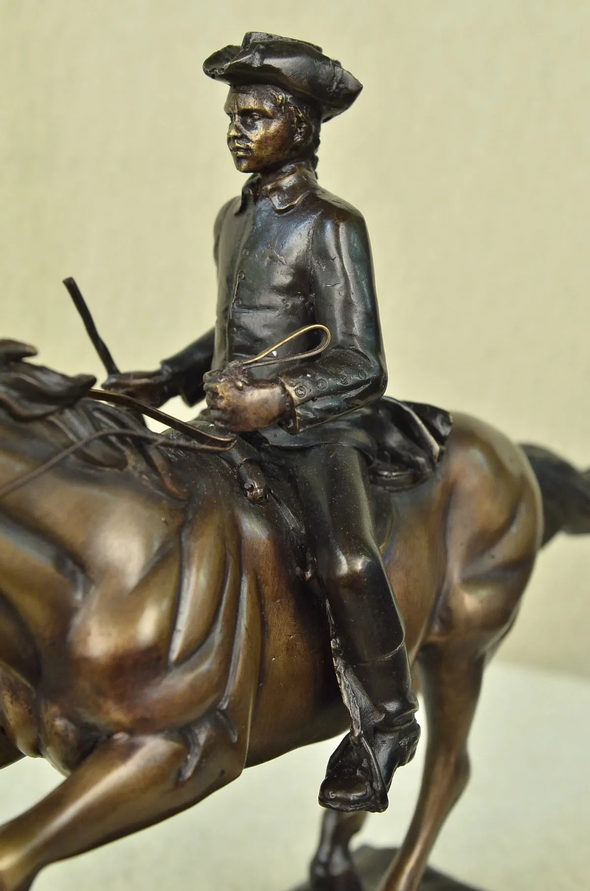 Bronze Marble Statue Soldier Warrior Military Hero Art Deco Marble Sculpture NR