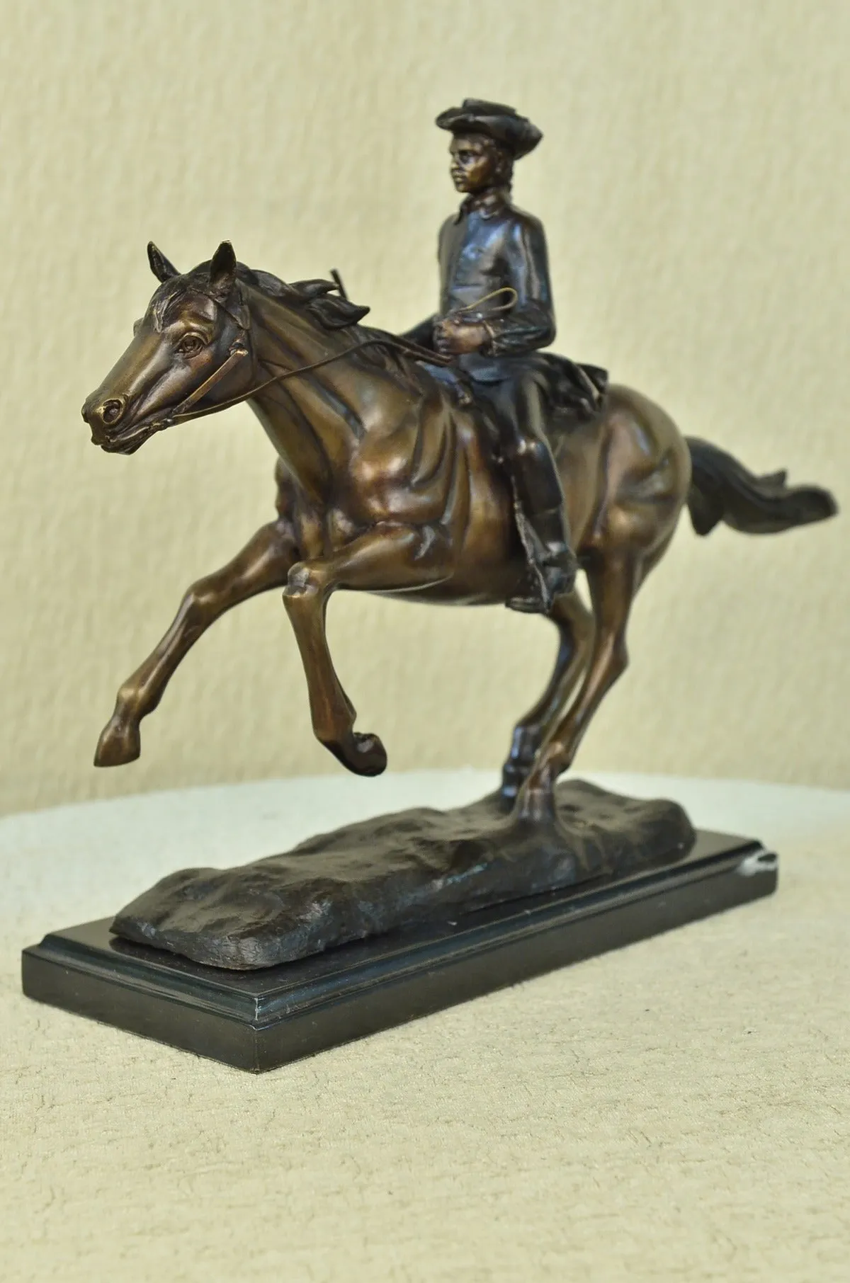 Bronze Marble Statue Soldier Warrior Military Hero Art Deco Marble Sculpture NR
