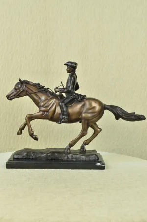 Bronze Marble Statue Soldier Warrior Military Hero Art Deco Marble Sculpture NR