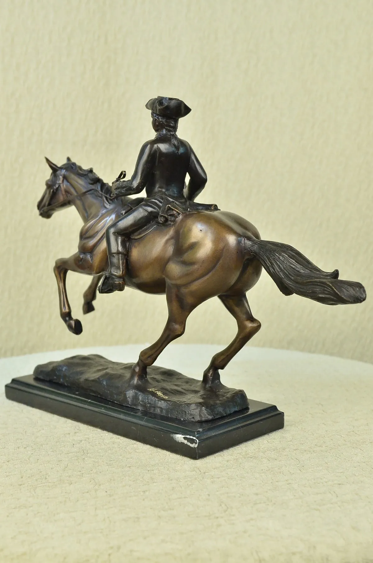 Bronze Marble Statue Soldier Warrior Military Hero Art Deco Marble Sculpture NR