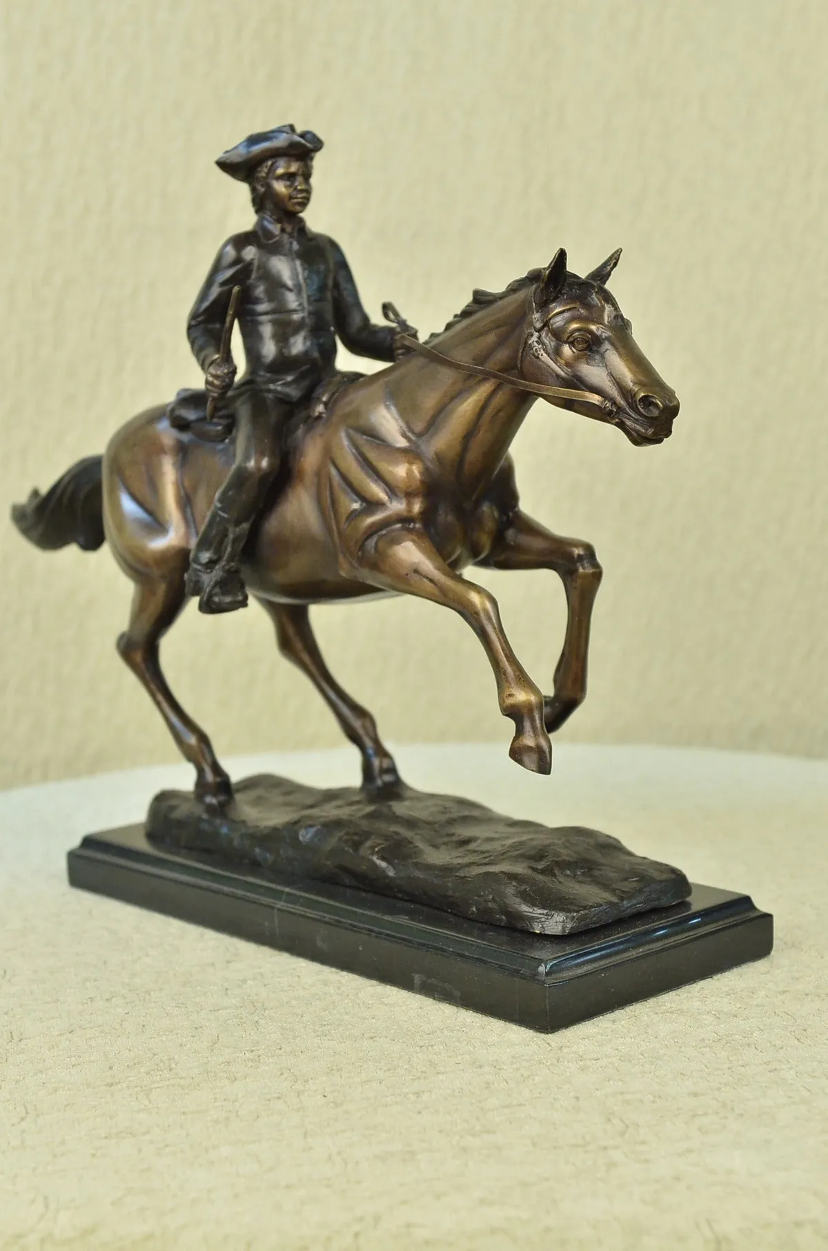 Bronze Marble Statue Soldier Warrior Military Hero Art Deco Marble Sculpture NR
