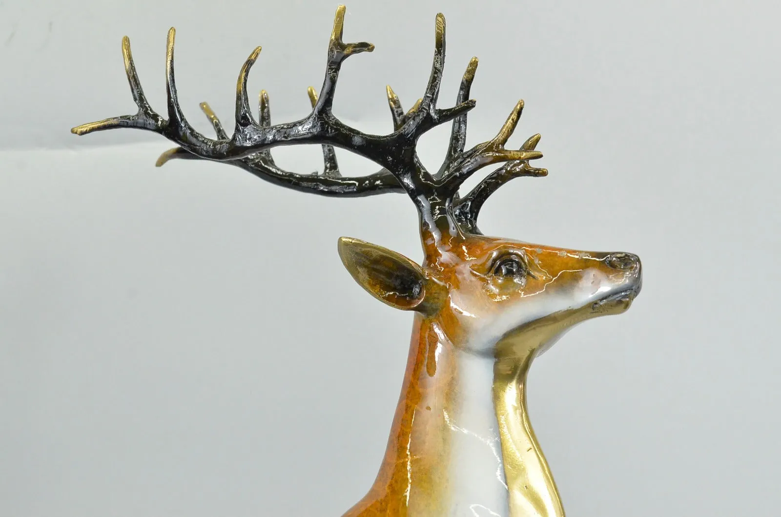 Chalet Lodge Gift Elk Stag Buck Deer Hunter Bronze Marble Statue Lodge Sculpture