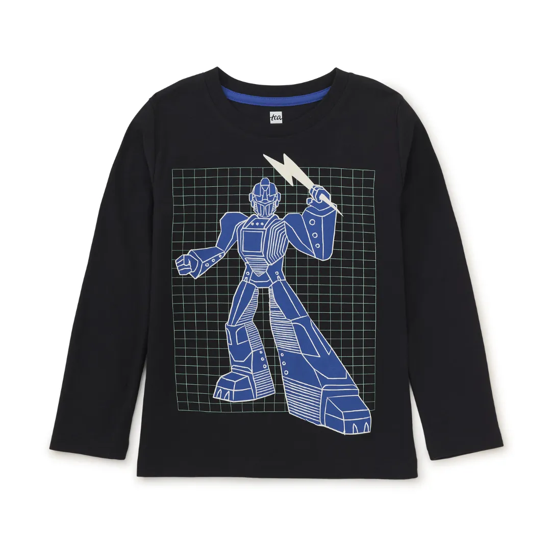 Glow Robot Layered Sleeve Tee - Jet Black by Tea Collection