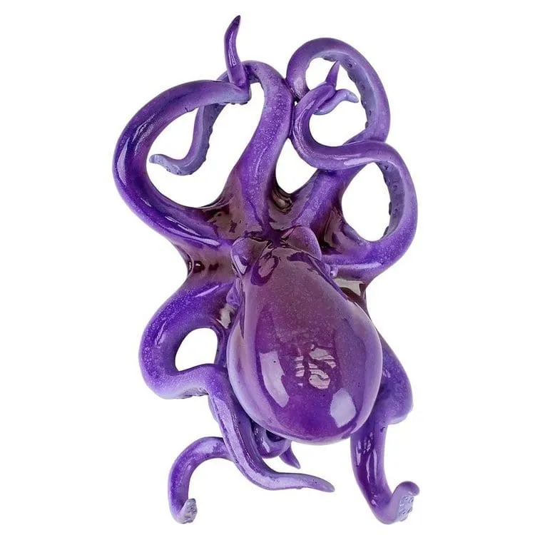 Purple Octopus of the Coral Reef Steampunk Garden Wall Sculpture