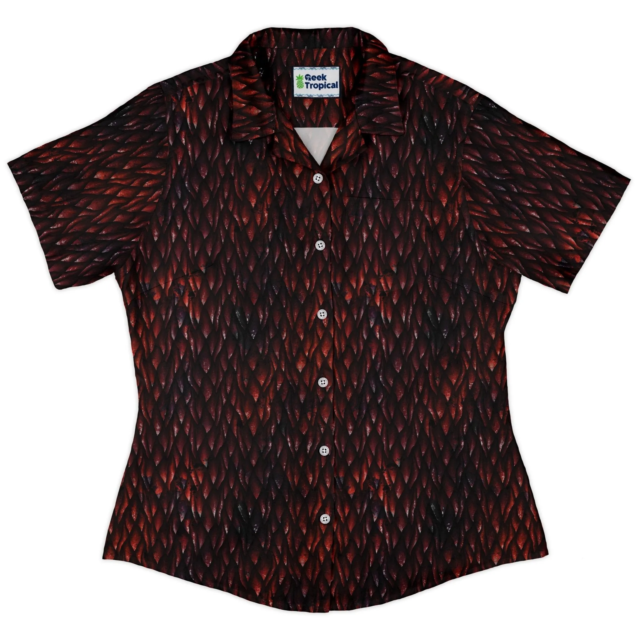 Red Dragon Scales Dnd Curvy Button Up Shirt