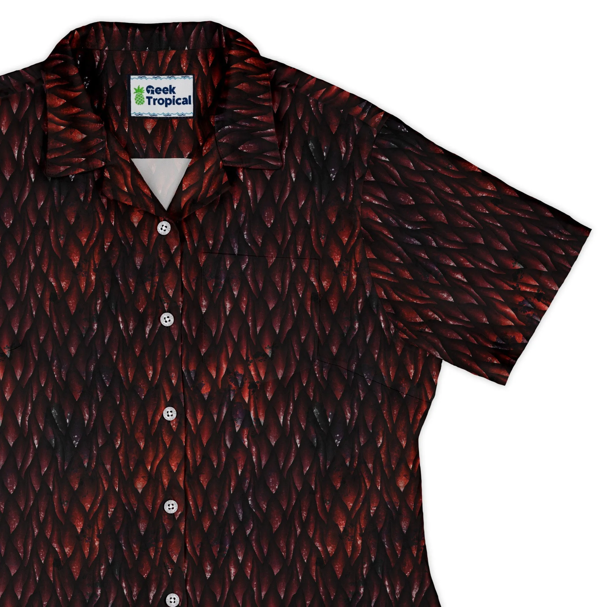 Red Dragon Scales Dnd Curvy Button Up Shirt