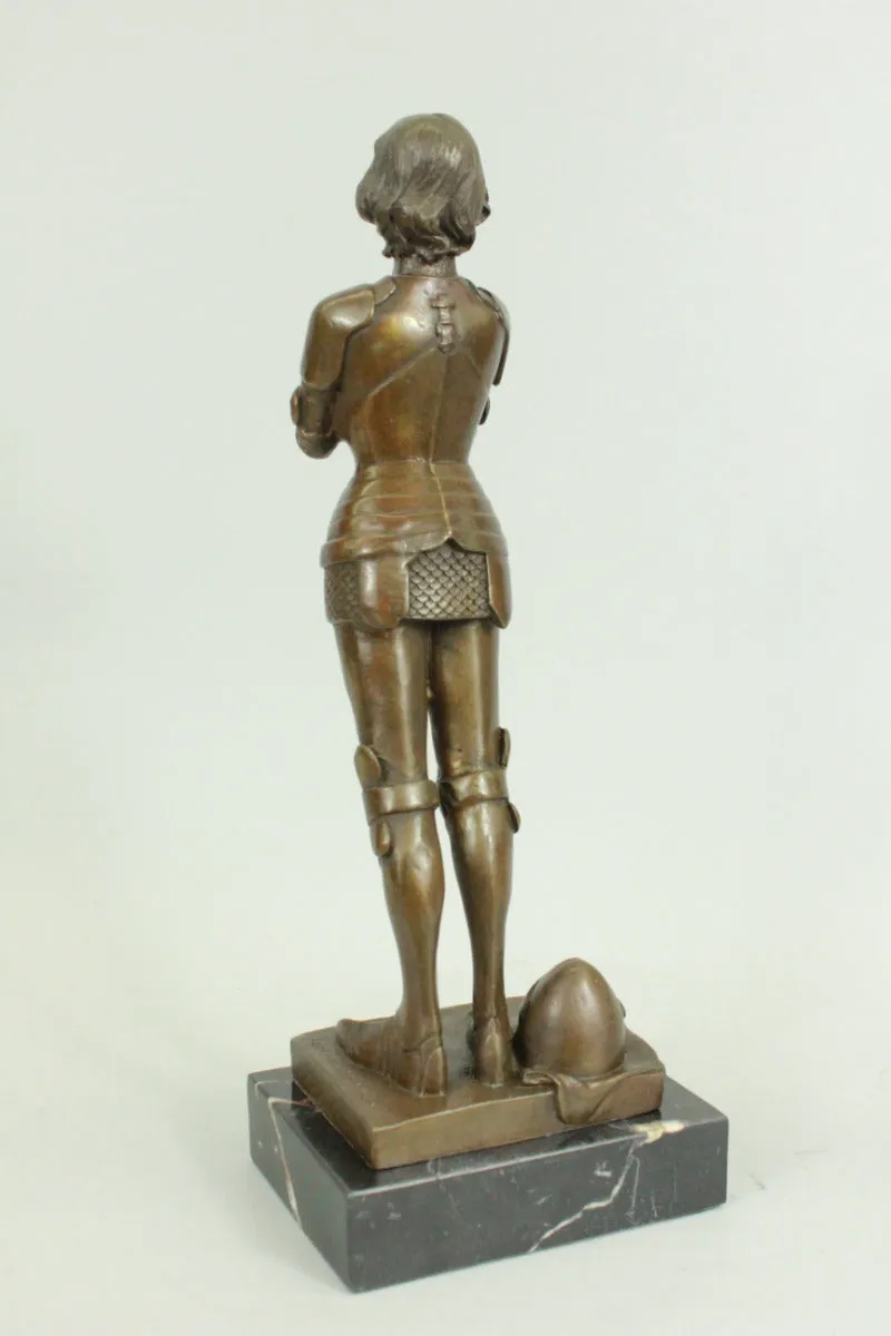 Signed Leonard Joan of Arc Bronze Marble Sculpture Hot Cast Home Decor Figurine