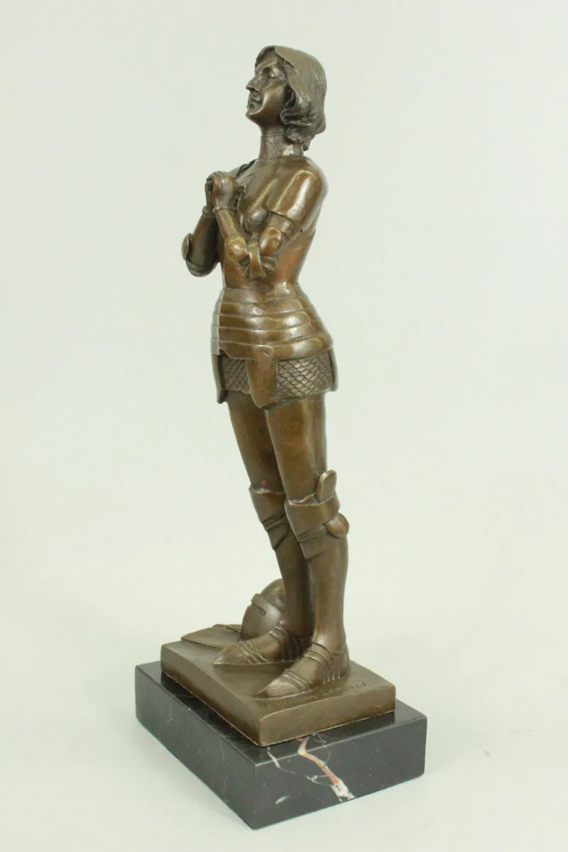 Signed Leonard Joan of Arc Bronze Marble Sculpture Hot Cast Home Decor Figurine
