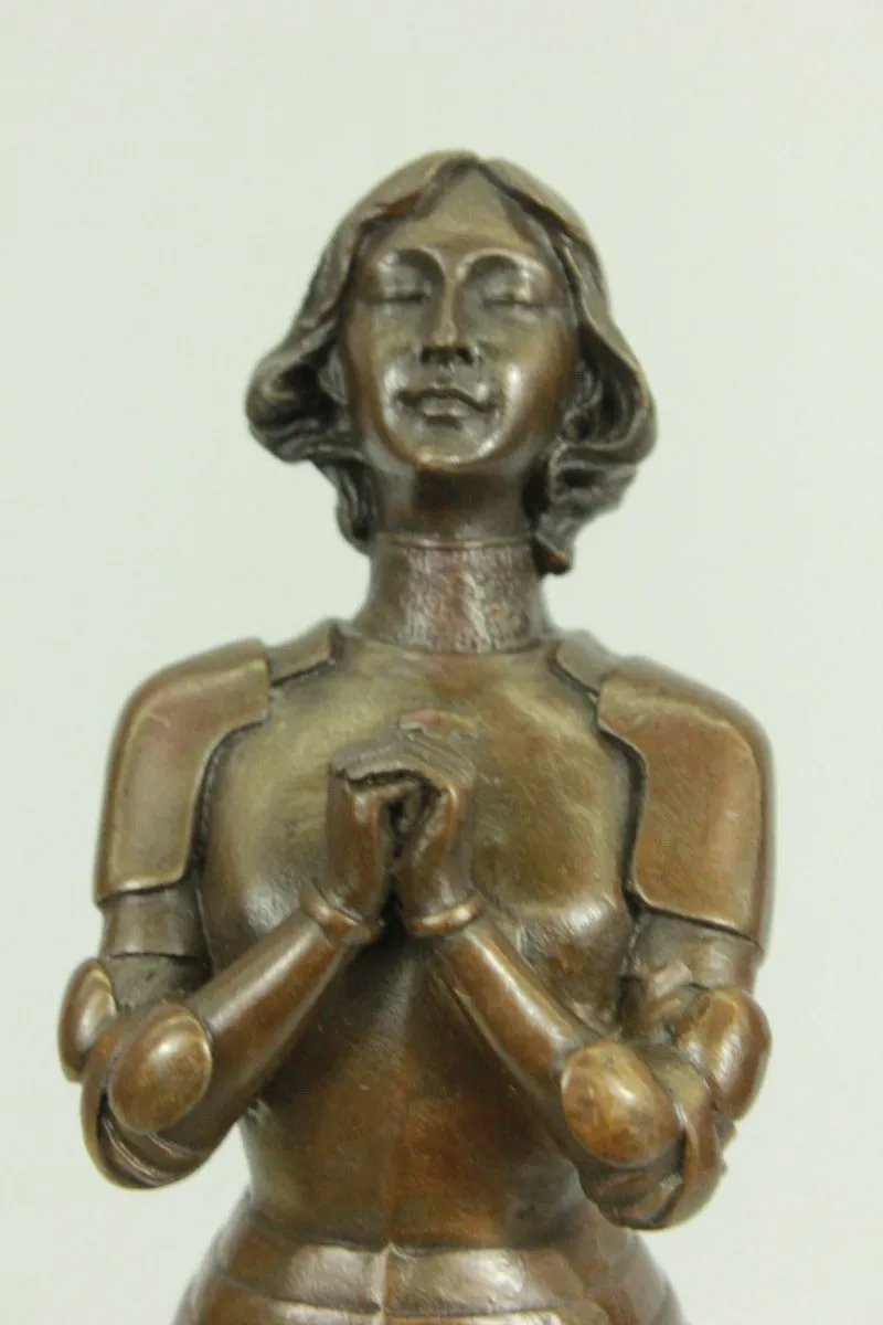 Signed Leonard Joan of Arc Bronze Marble Sculpture Hot Cast Home Decor Figurine