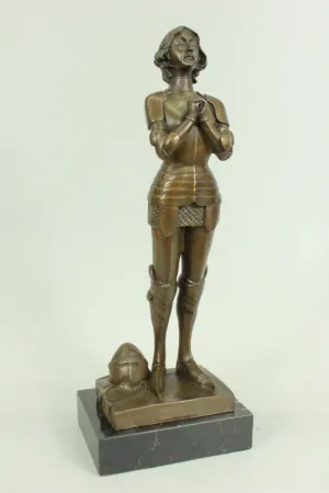 Signed Leonard Joan of Arc Bronze Marble Sculpture Hot Cast Home Decor Figurine