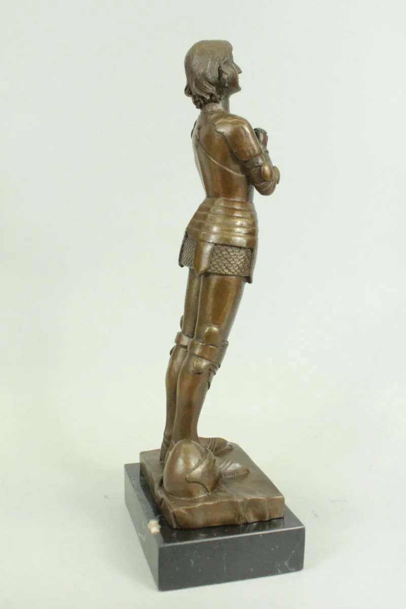 Signed Leonard Joan of Arc Bronze Marble Sculpture Hot Cast Home Decor Figurine