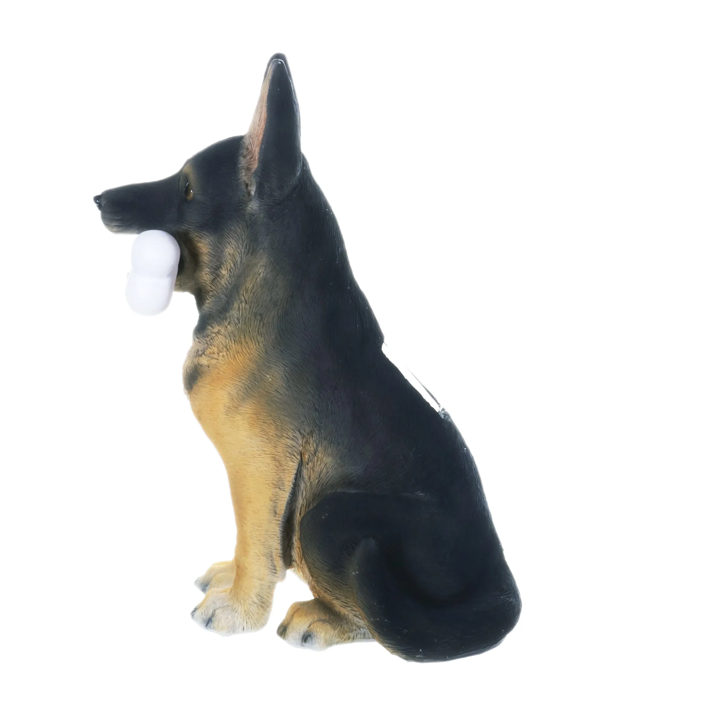 Solar German Shepherd Dog with LED Welcome Bone Garden Statuary, 14.5 Inch tall